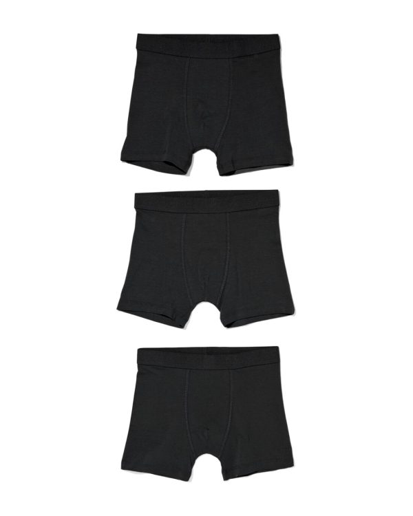 HEMA Kinder Boxers Basic Stretch Katoen - 3 Stuks Zwart (zwart)