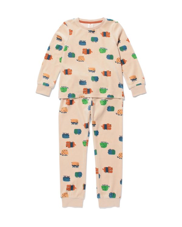 HEMA Kinderpyjama Velours Dieren Beige (beige)